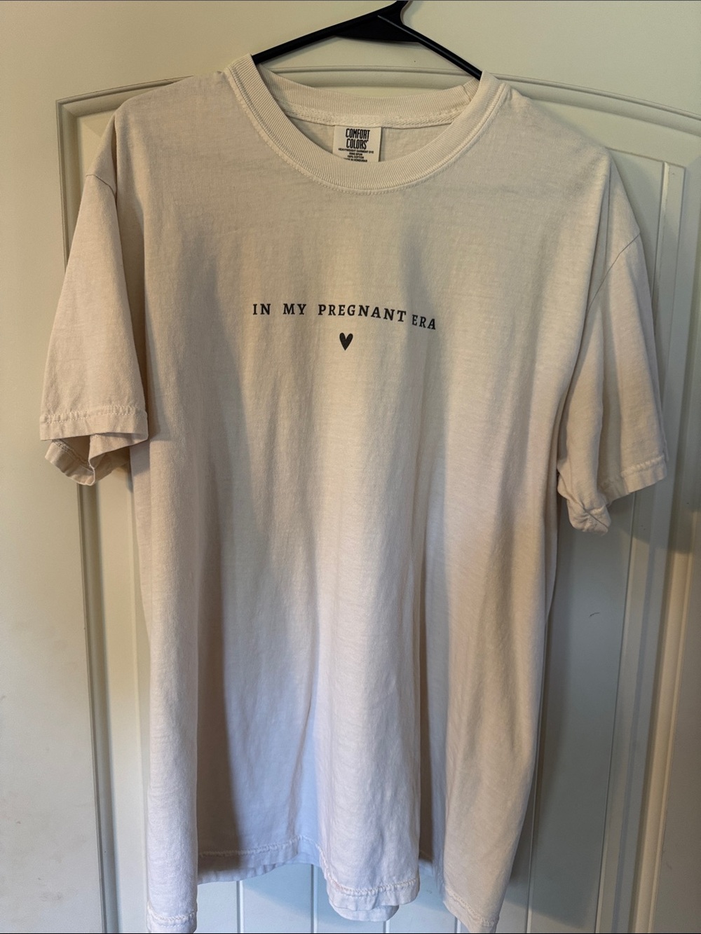 Comfort Colors Cream Short-Sleeve Tee with 'In My Pregnant Era' Text